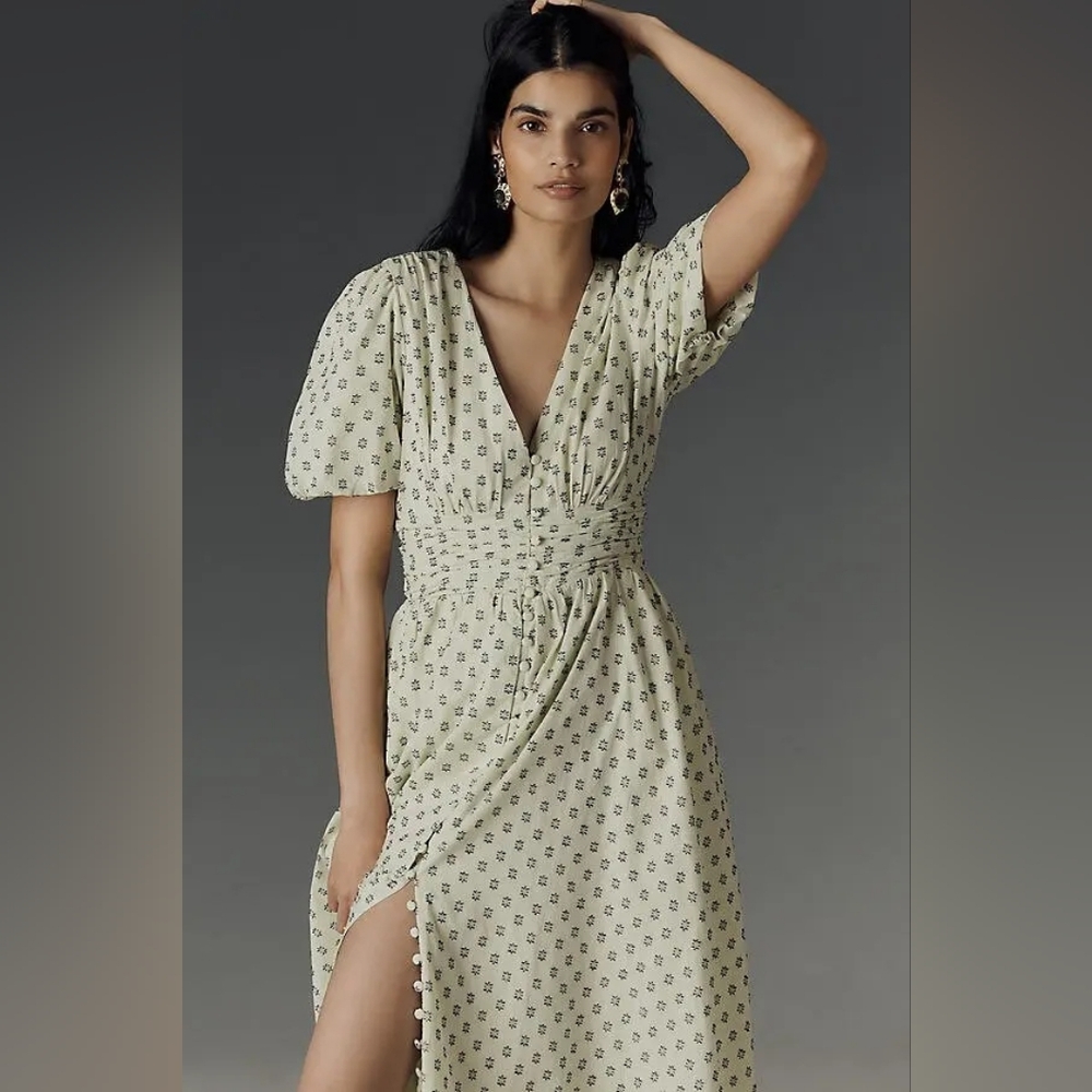 OPEN TO OFFERS NWT Anthropologie Katerina Button-Front Textured Dress Sz Small - Picture 4 of 4